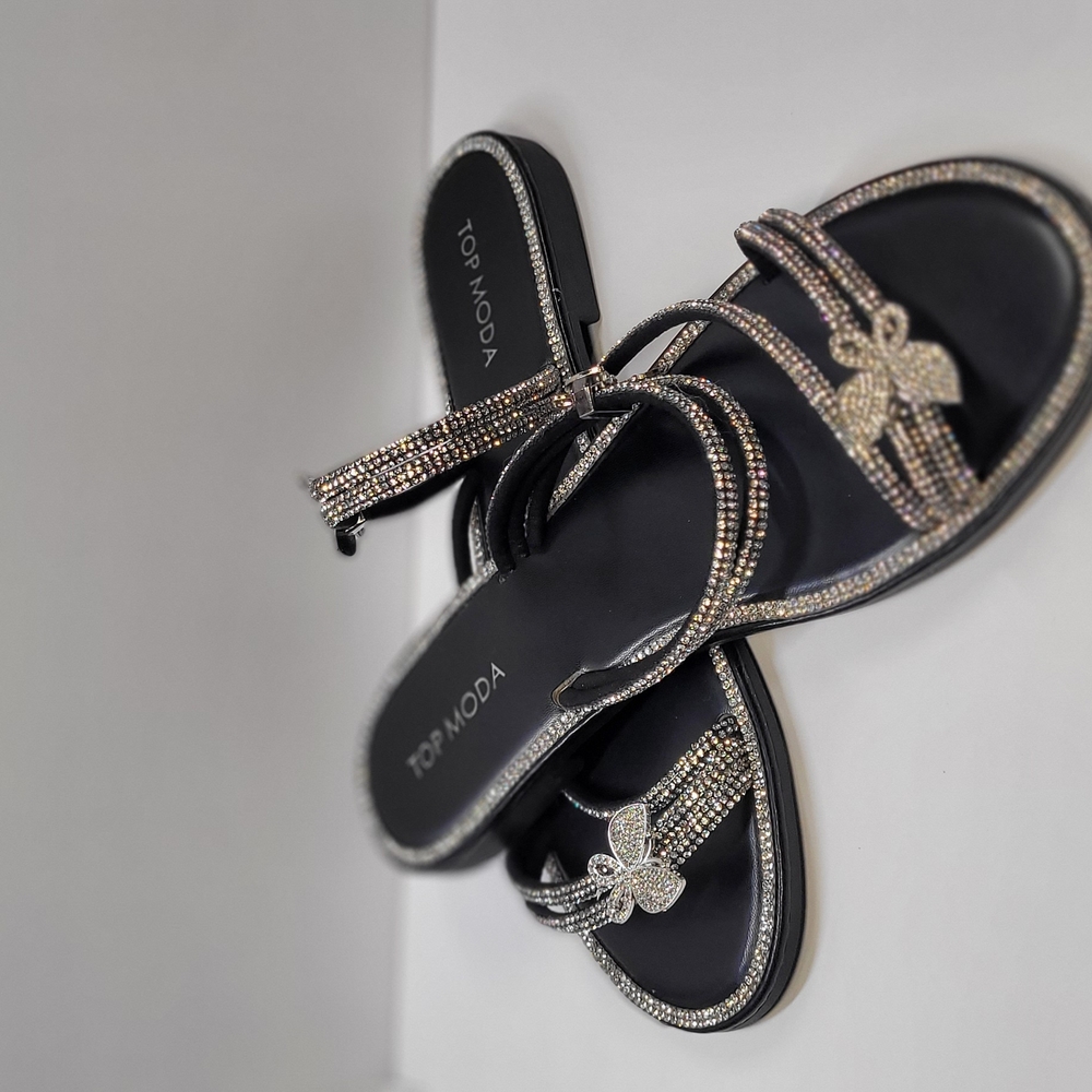 Top Moda Black Rhinestone Sandals - Picture 9 of 11